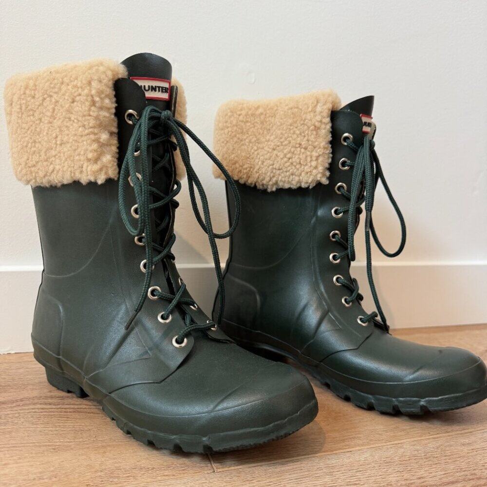 Hunter Adley Lace-Up Waterproof Boots – Forest Green (Women’s 9) - Picture 4 of 9